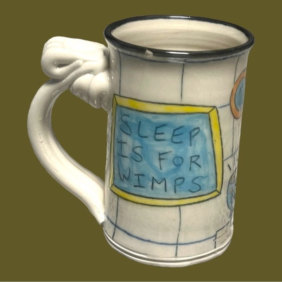 Tom Edwards Pottery  Sleep Is For Wimps Woman Coffee Tea Mug Caffeine Cup (Chip) - Picture 10 of 12